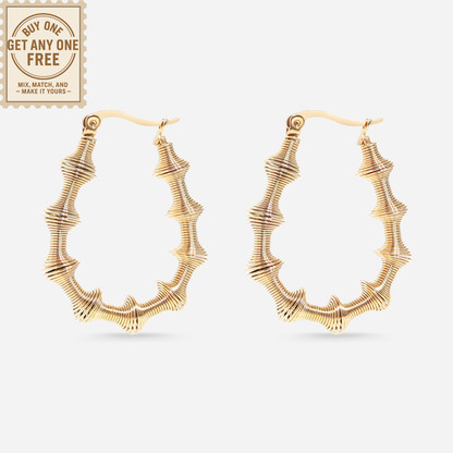 GildVine™ Bamboo-Inspired Textured Hoop Earrings – Bold Statement Design (Gold Finish)