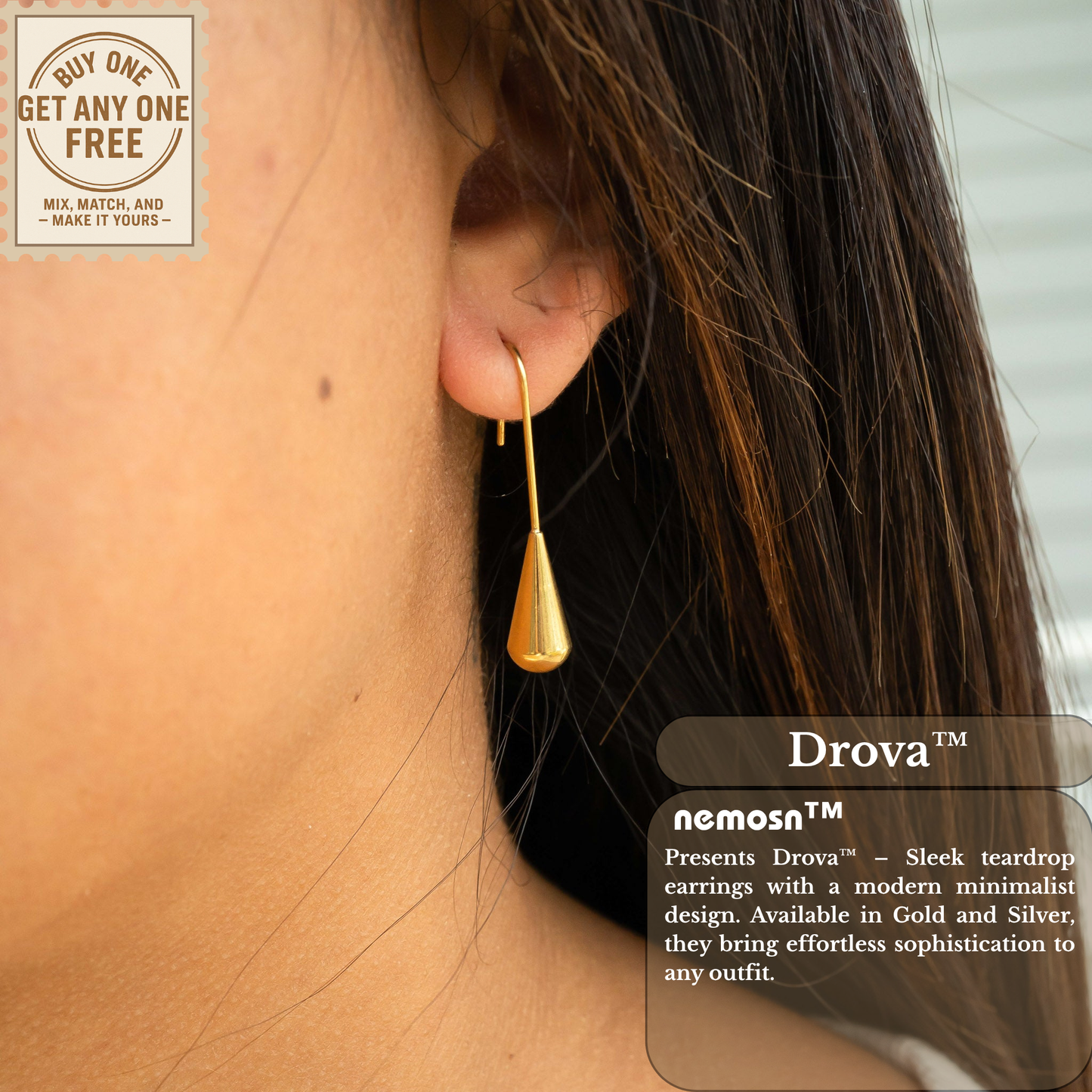 Drova™ Modern Teardrop Earrings – 18K Gold & Silver Plated Minimalist Dangle Design | Nemosn Jewelry