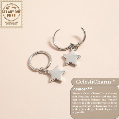 CelestiCharm™ Moon & Star Hoop Earrings – Minimal Astral Design (Gold & Silver Options)