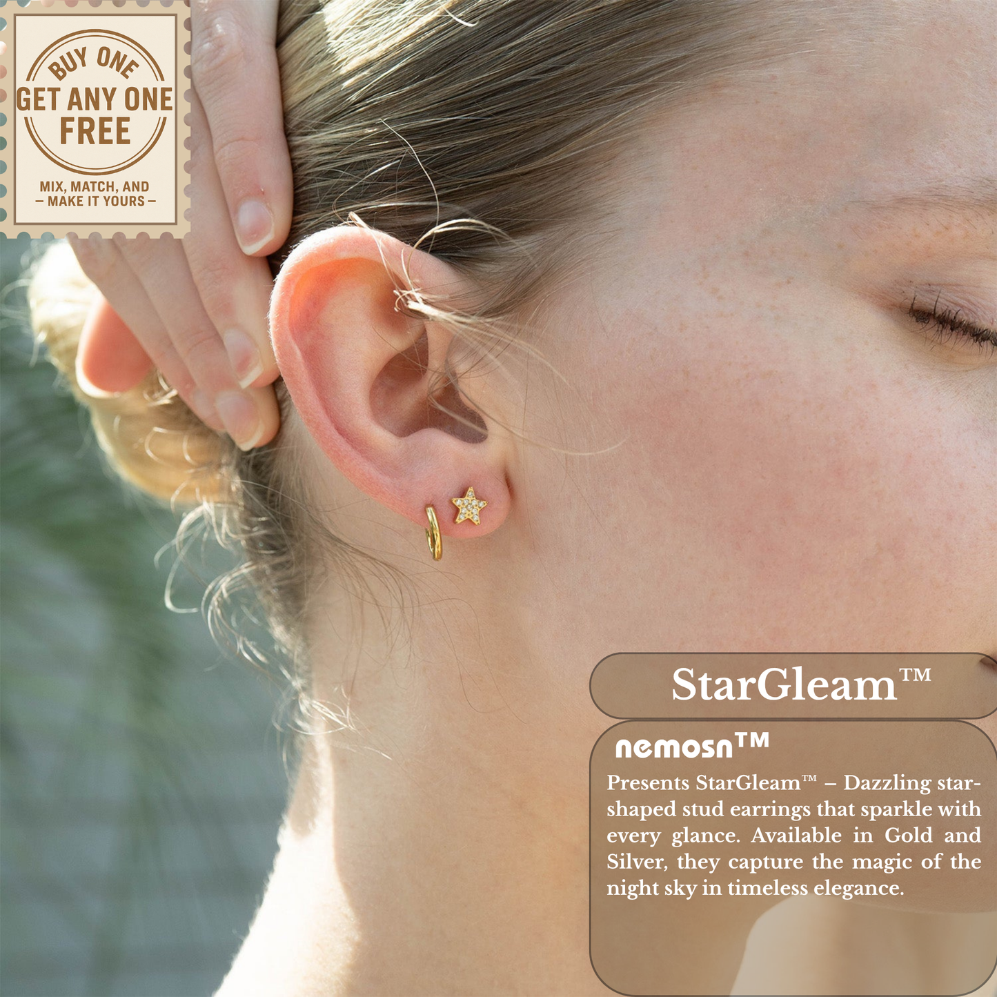 StarGleam™ Crystal Star Stud Earrings – 18K Gold & Silver Plated Dainty Sparkle Jewelry for Women | Nemosn™ Celestial-Inspired Collection