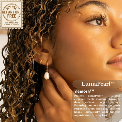 LumaPearl™ Classic Drop Pearl Hoop Earrings – 18K Gold & Silver Plated Minimalist Elegance | Nemosn™ Timeless Collection