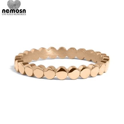 LunaDot™ – Minimal Beaded Stackable Ring in Silver & Gold | Polished Everyday Band by Nemosn