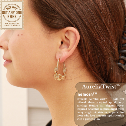 AureliaTwist™ Sculpted Spiral Hoop Earrings – Bold Twisted Statement Design in 18K Gold Finish