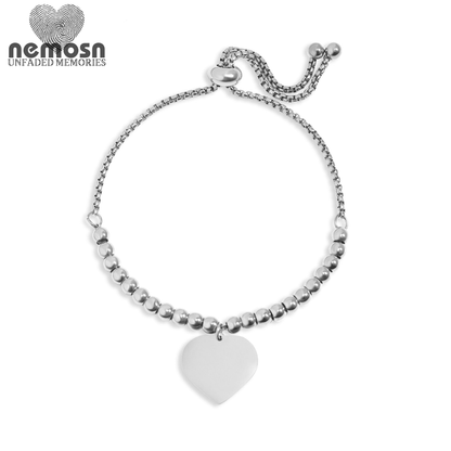 HeartLuxe™ – Custom Engravable Heart Charm Bracelet