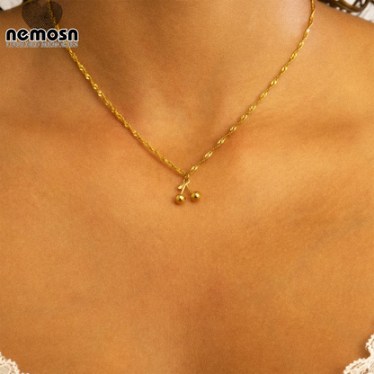 CherryGleam™ Pendant – 18K Gold & Silver Stainless Steel Double Cherry Charm | Playful, Minimalist & Symbolic Jewelry by Nemosn