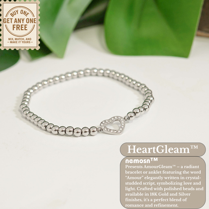 HeartGleam™ Sparkling Heart Bead Bracelet – Adjustable Stainless Steel Bracelet in Gold & Silver | Everyday Wear Jewelry Gift for Her