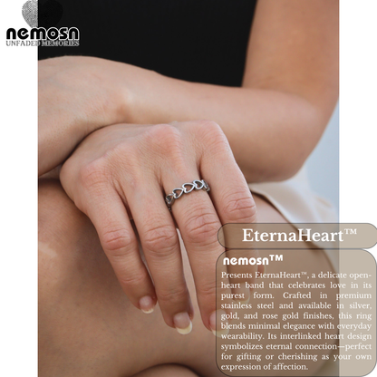 EternaHeart™ – Open Heart Stackable Ring in Silver, Gold & Rose Gold | Timeless Love Band by Nemosn