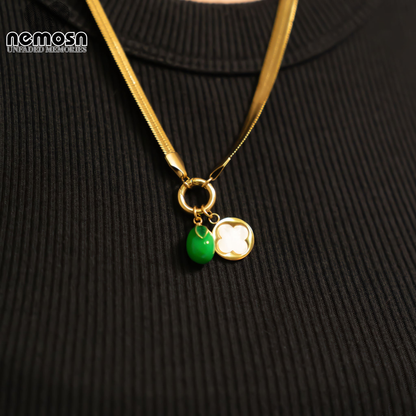 OliveGlow™ – Green Enamel Olive Pendant in Gold & Silver | Minimal Fruit Charm Necklace by Nemosn
