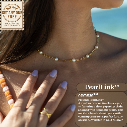 PearlLink™ Modern Paperclip & Pearl Chain Necklace – Minimal Elegant Statement (Gold & Silver Options)