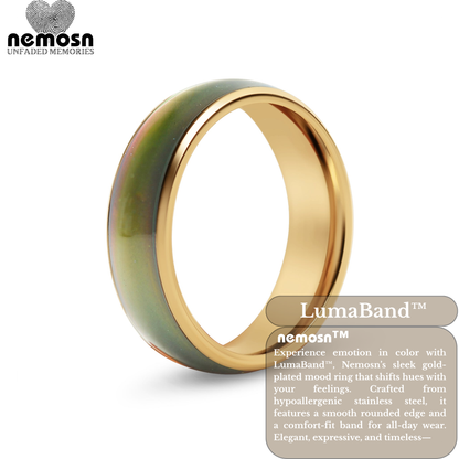 LumaBand™ Gold Mood Ring – Color Changing Stainless Steel Comfort Fit Ring