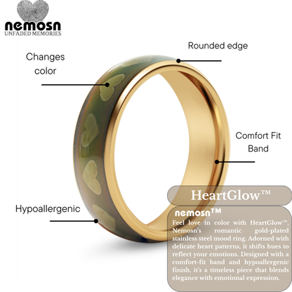 HeartGlow™ – Gold Mood Ring | Color Changing Stainless Steel Love Ring