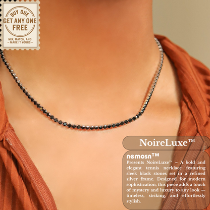 NoireLuxe™ Black Crystal Tennis Necklace | Stainless Steel Luxury Necklace for Men & Women