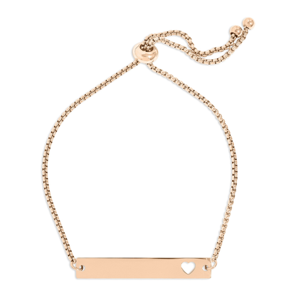 HeartBound™ Engravable Bar Bracelet – Personalized Name or Date Bracelet with Cutout Heart | Adjustable Gold, Rose Gold & Silver | NEMOSN