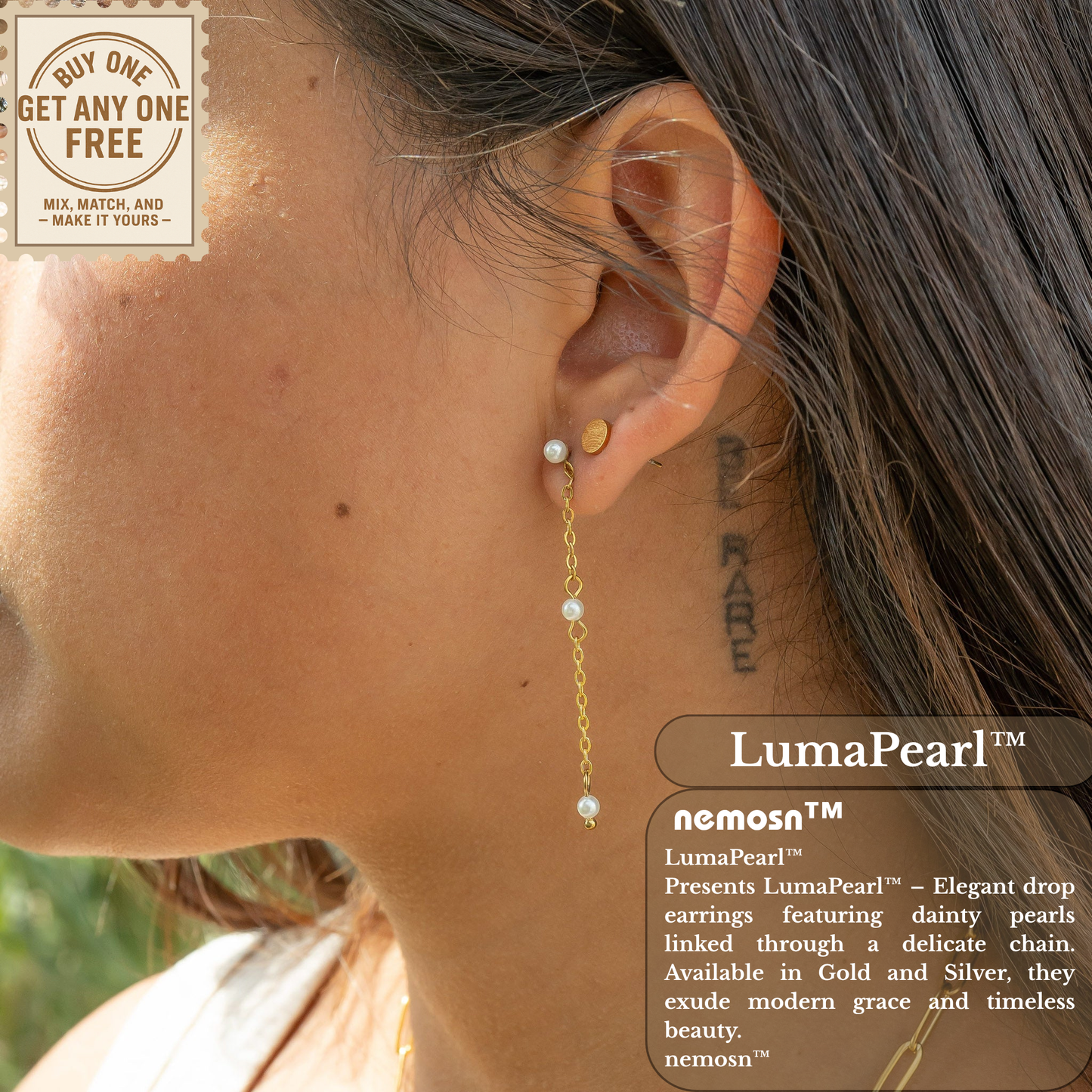 LumaPearl™ Elegant Drop Chain Earrings – 18K Gold & Silver Plated Dangle with Mini Pearls | Nemosn Jewelry