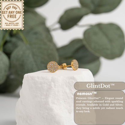 GlintDot™ Crystal Stud Earrings – 18K Gold & Silver Plated Dainty Sparkle Jewelry for Women | Nemosn™ Everyday Elegance Collection