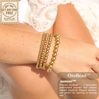 OroBead™ 18K Gold Beaded Bracelet – Available in 4mm, 5mm, 6mm & 8mm | Nemosn™ Minimal Luxe Jewelry