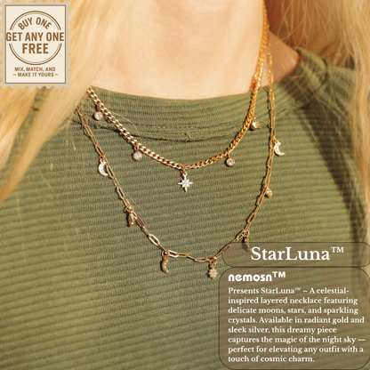 StarLuna™ Celestial Layered Necklace – Moon & Star Charm Constellation Design (Gold & Silver Options)