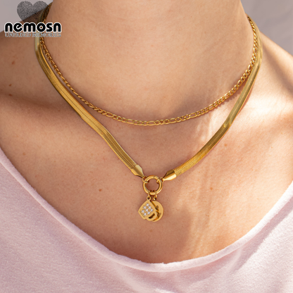 BrewGleam™ Pendant – 18K Gold & Silver Stainless Steel Coffee Cup Charm with CZ Stones | Coffee Lover, Everyday Shine Jewelry by Nemosn