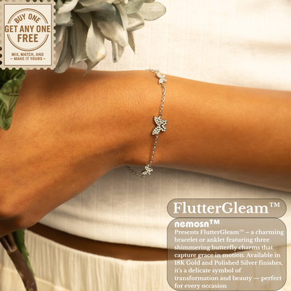FlutterGleam™ Triple Butterfly Chain Bracelet – Adjustable Gold & Silver Dainty Bracelet | Feminine Everyday Jewelry Gift for Her