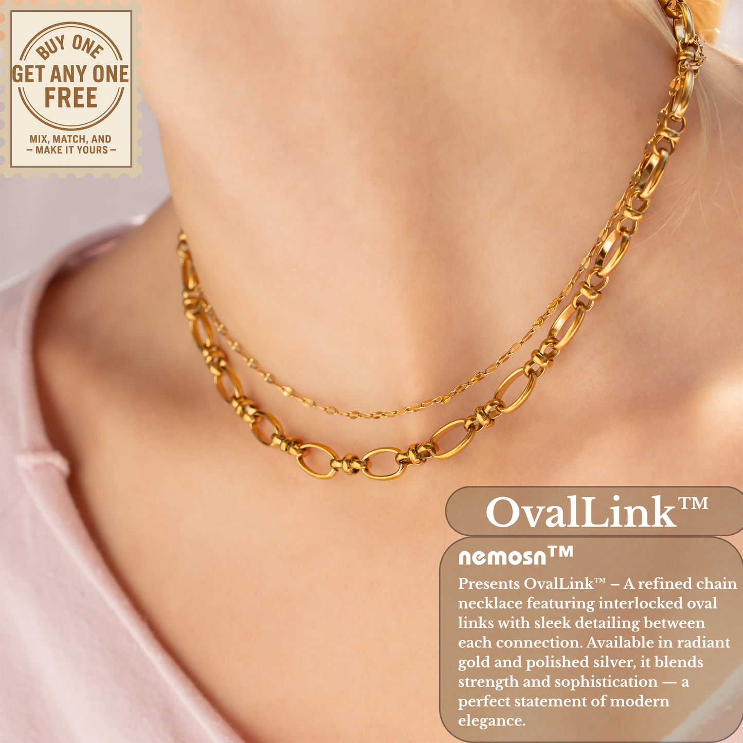 OvalLink™ Textured Oval Chain Necklace | Modern Everyday Layering Chain in Gold & Silver
