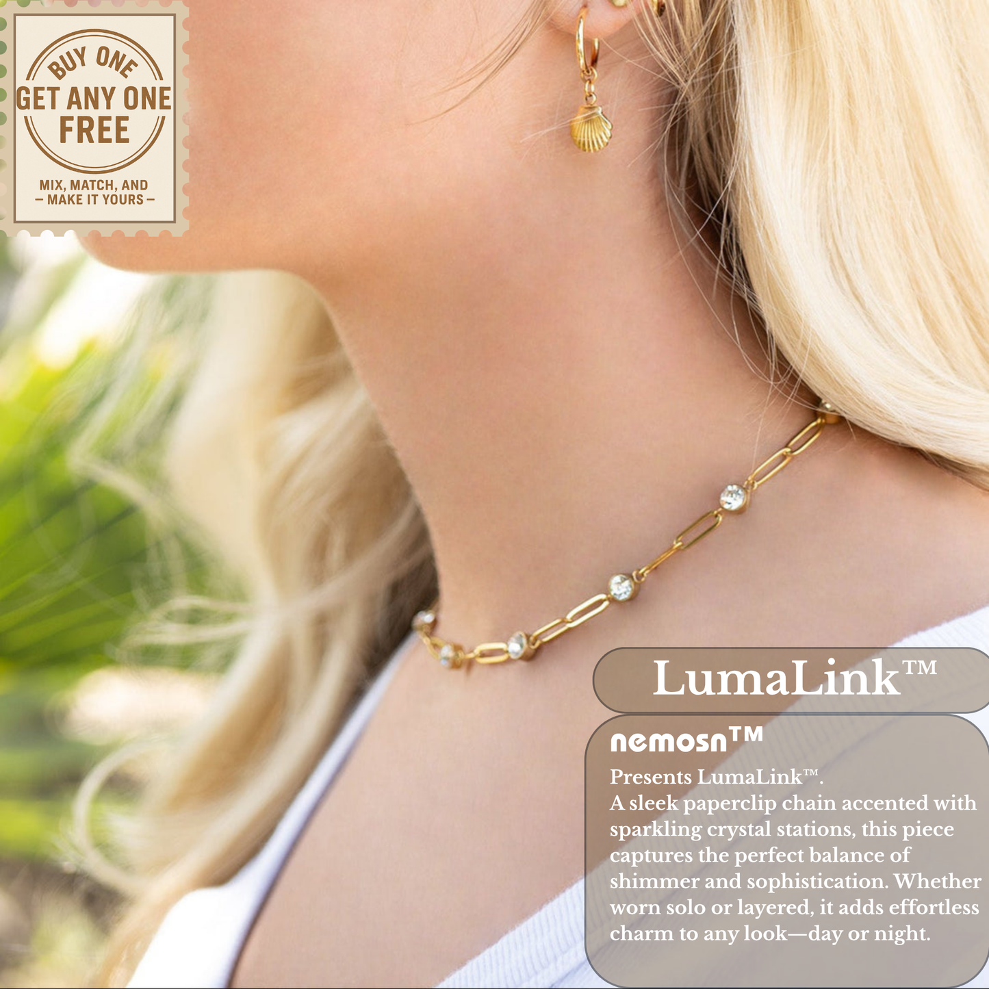 LumaLink™ Dainty Crystal Paperclip Chain Necklace | Minimalist Everyday Layering Jewelry