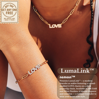 LumaLink™ 18K Gold & Silver “LOVE” Paperclip Chain Bracelet – Adjustable Minimalist Jewelry for Women