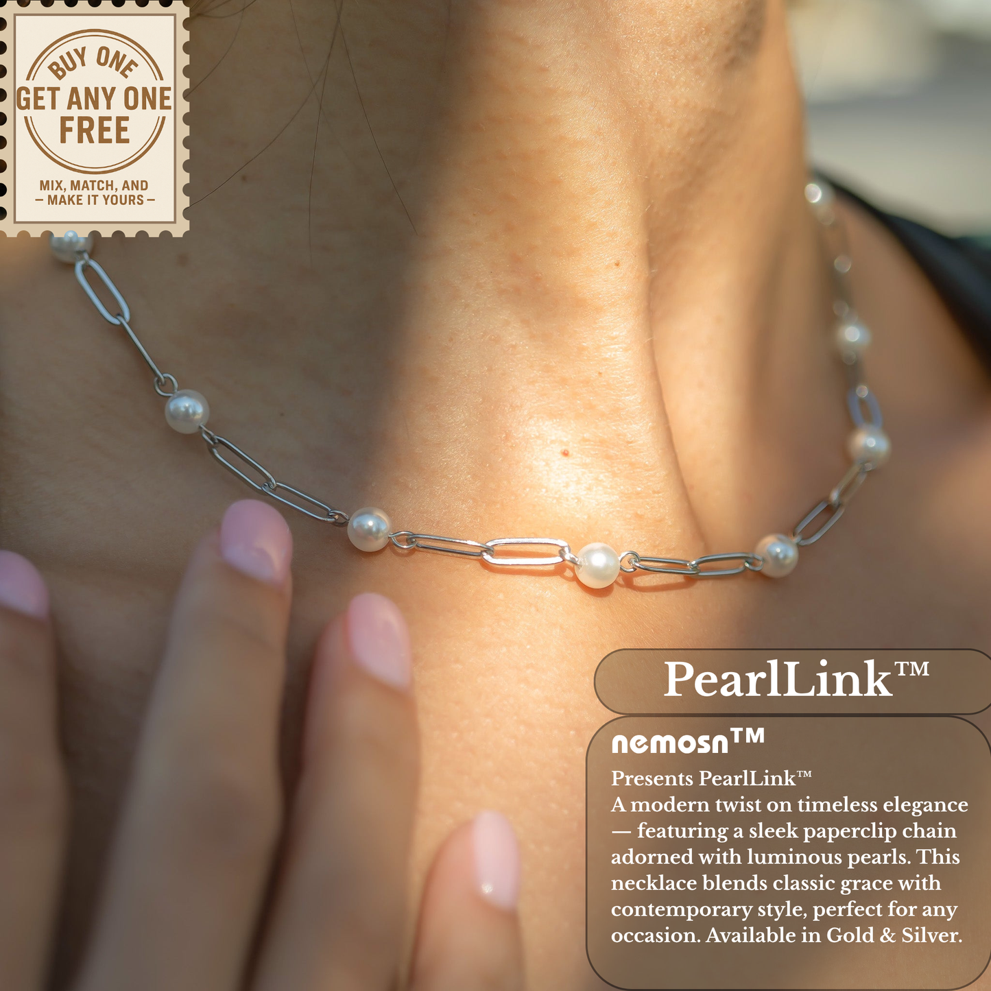 PearlLink™ Modern Paperclip & Pearl Chain Necklace – Minimal Elegant Statement (Gold & Silver Options)