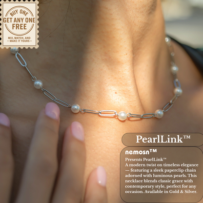 PearlLink™ Modern Paperclip & Pearl Chain Necklace – Minimal Elegant Statement (Gold & Silver Options)