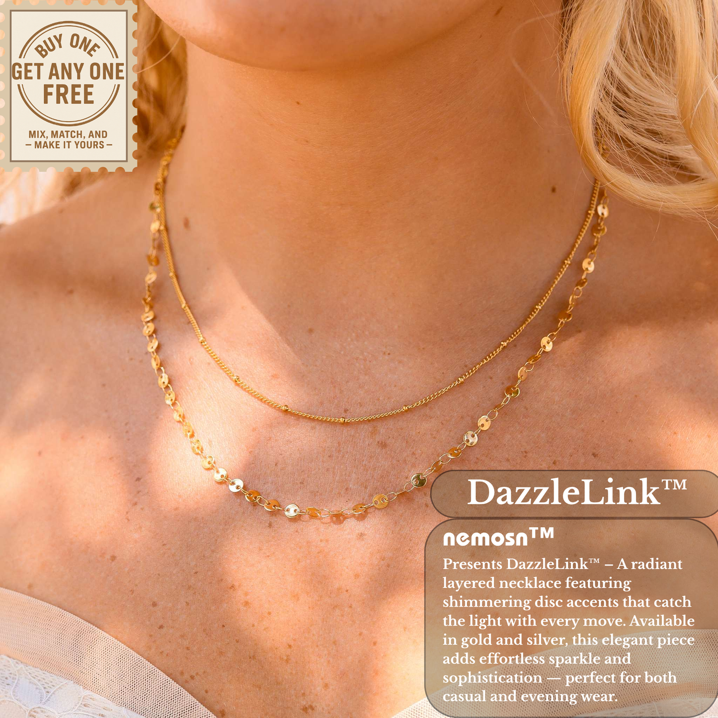 DazzleLink™ Layered Disc Chain Necklace – Delicate Shine & Everyday Elegance (Gold & Silver Options)