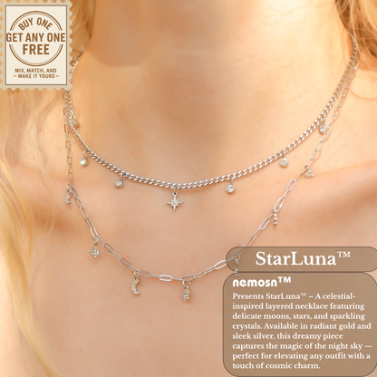 StarLuna™ Celestial Layered Necklace – Moon & Star Charm Constellation Design (Gold & Silver Options)
