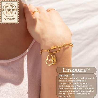 LinkAura™ Paperclip Chain Bracelet with Lock Charm – Adjustable Gold & Silver Bracelet | Minimalist Everyday Jewelry Gift for Her
