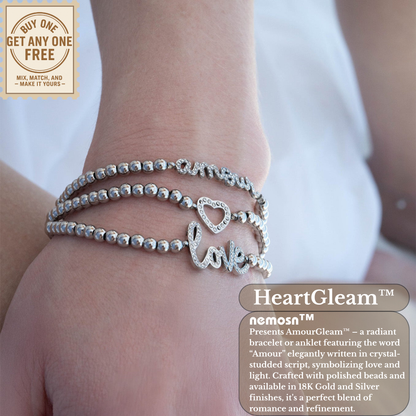 HeartGleam™ Sparkling Heart Bead Bracelet – Adjustable Stainless Steel Bracelet in Gold & Silver | Everyday Wear Jewelry Gift for Her