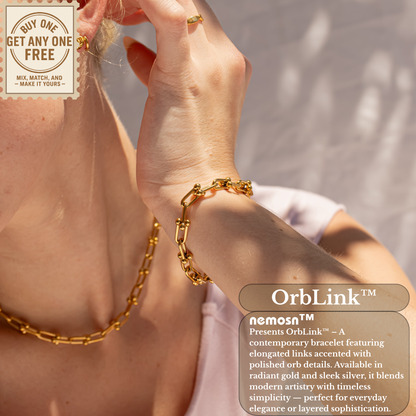 OrbLink™ Modern Beaded Link Chain Bracelet – Gold & Silver Adjustable Bracelet | Minimalist Everyday Jewelry Gift for Her