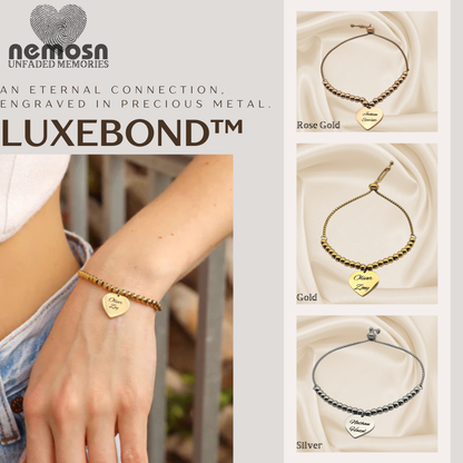 HeartLuxe™ – Custom Engravable Heart Charm Bracelet