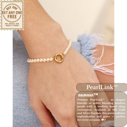 PearlLink™ Classic Pearl Beaded Bracelet with Modern Clasp – Available in Gold & Silver | Nemosn™ Timeless Elegance Collection