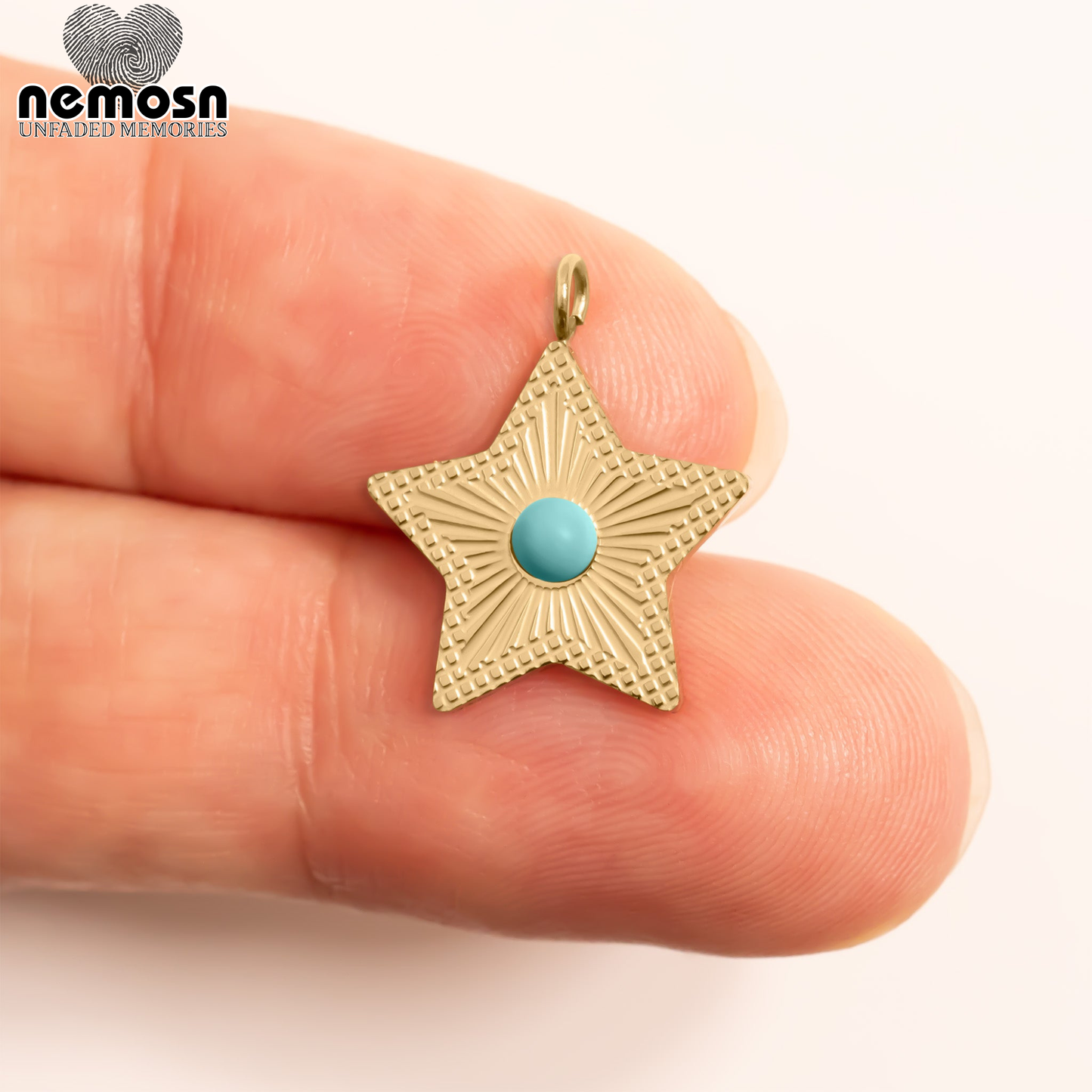 StarLume™ – Turquoise Star Pendant in 18K Gold & Silver Finish
