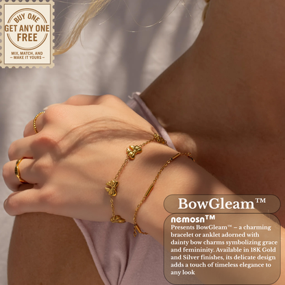 BowGleam™ Dainty Bow Chain Bracelet – Adjustable Gold & Silver Bracelet | Cute Minimalist Jewelry Gift for Her