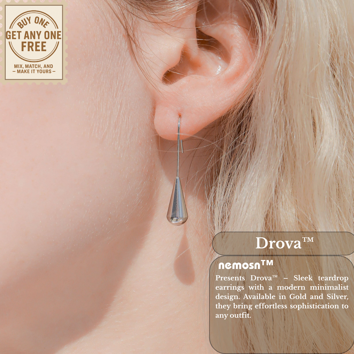 Drova™ Modern Teardrop Earrings – 18K Gold & Silver Plated Minimalist Dangle Design | Nemosn Jewelry