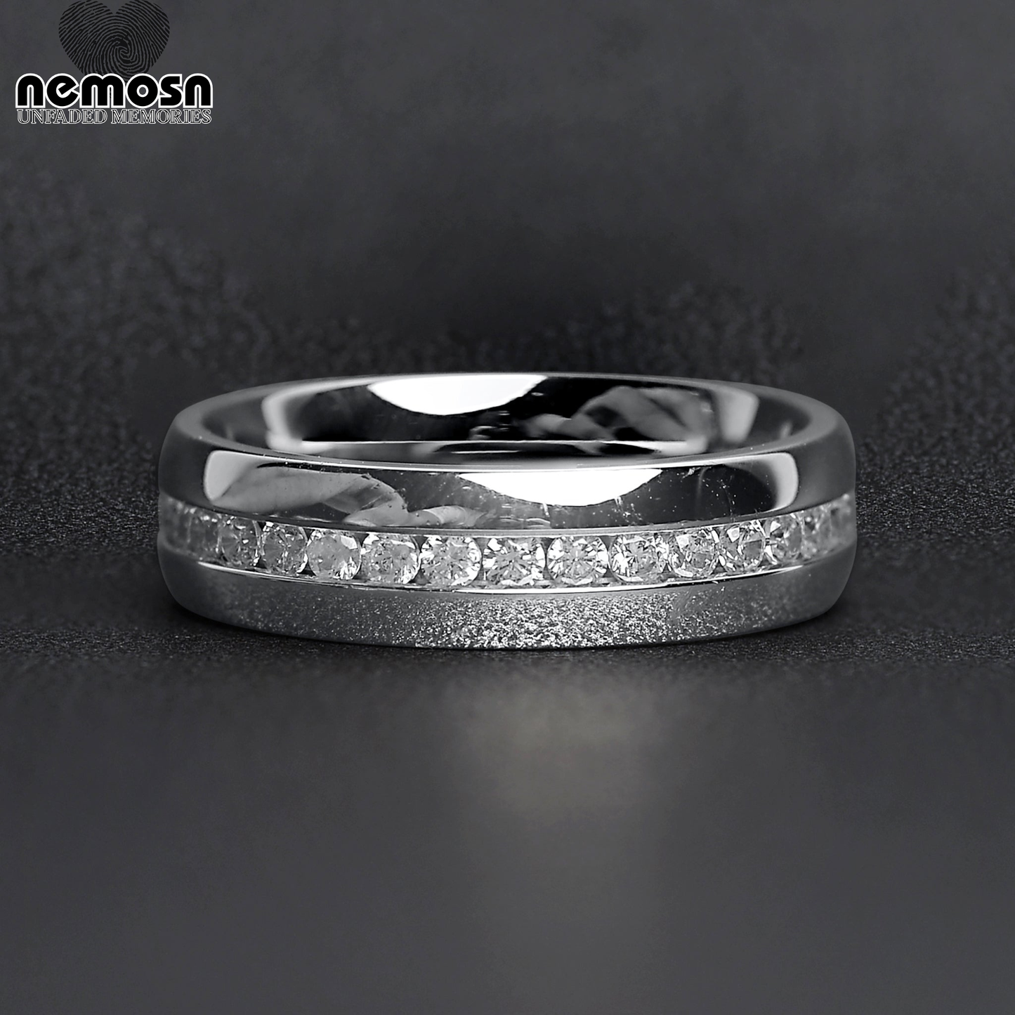 LumaBand™ — Polished Comfort-Fit Ring with Channel-Set Stones