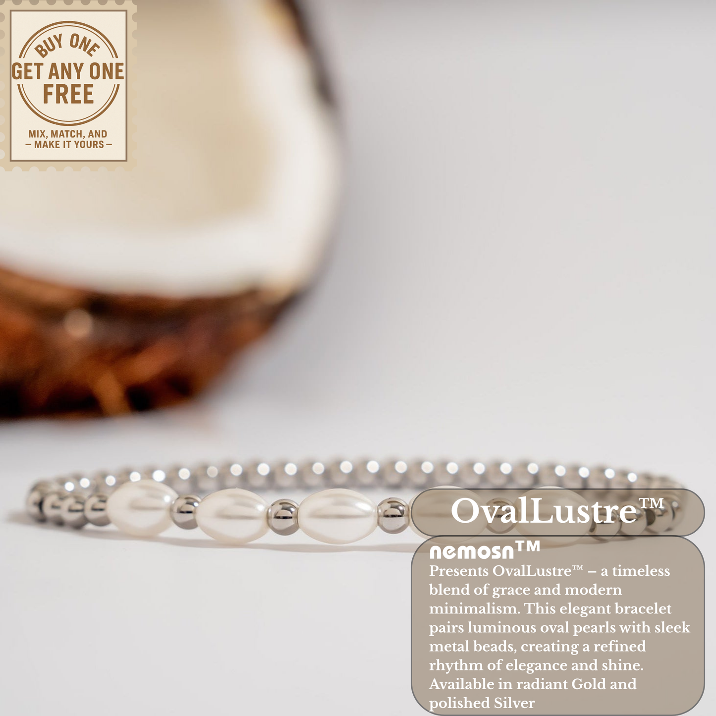 OvalLustre™ Pearl & Metal Bead Bracelet – Slim, Minimalist Luxe (Gold & Silver Options)