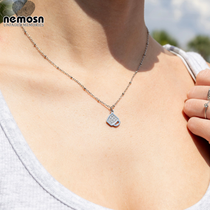 BrewGleam™ Pendant – 18K Gold & Silver Stainless Steel Coffee Cup Charm with CZ Stones | Coffee Lover, Everyday Shine Jewelry by Nemosn