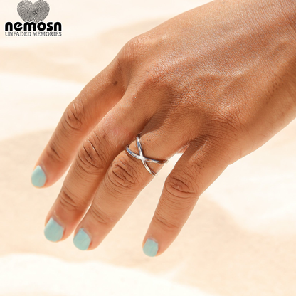 CrossLume™ — Modern Crossover Ring in Polished Gold & Silver