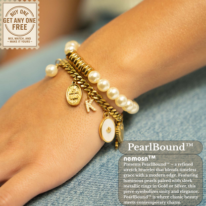 PearlBound™ Elegant Faux Pearl Bracelet | 18K Gold / Silver Accent | Waterproof, Tarnish-Free | Timeless Minimal Style