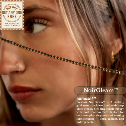 NoirGleam™ Gold Black Crystal Tennis Necklace | Luxury Gold Necklace for Women & Men