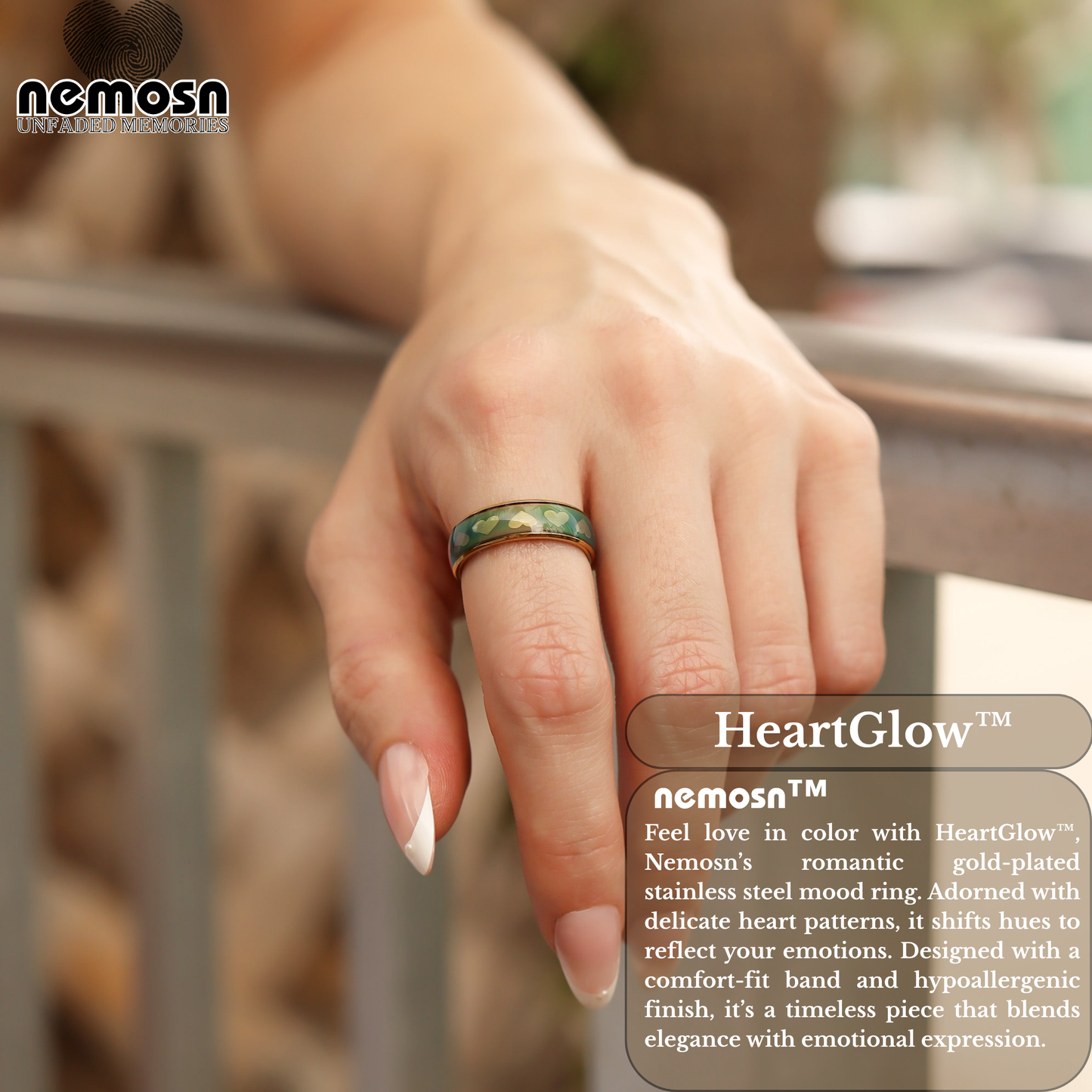 HeartGlow™ – Gold Mood Ring | Color Changing Stainless Steel Love Ring