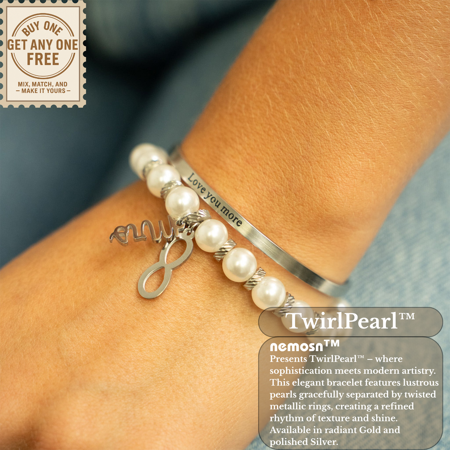 TwirlPearl™ Elegant Twisted Spacer Pearl Bracelet – Classic White Pearls, Tarnish-Free, Adjustable Fit