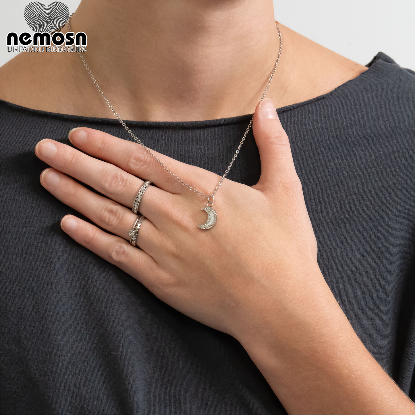 LunaGleam™ – Crystal Crescent Moon Charm Pendant in Gold & Silver