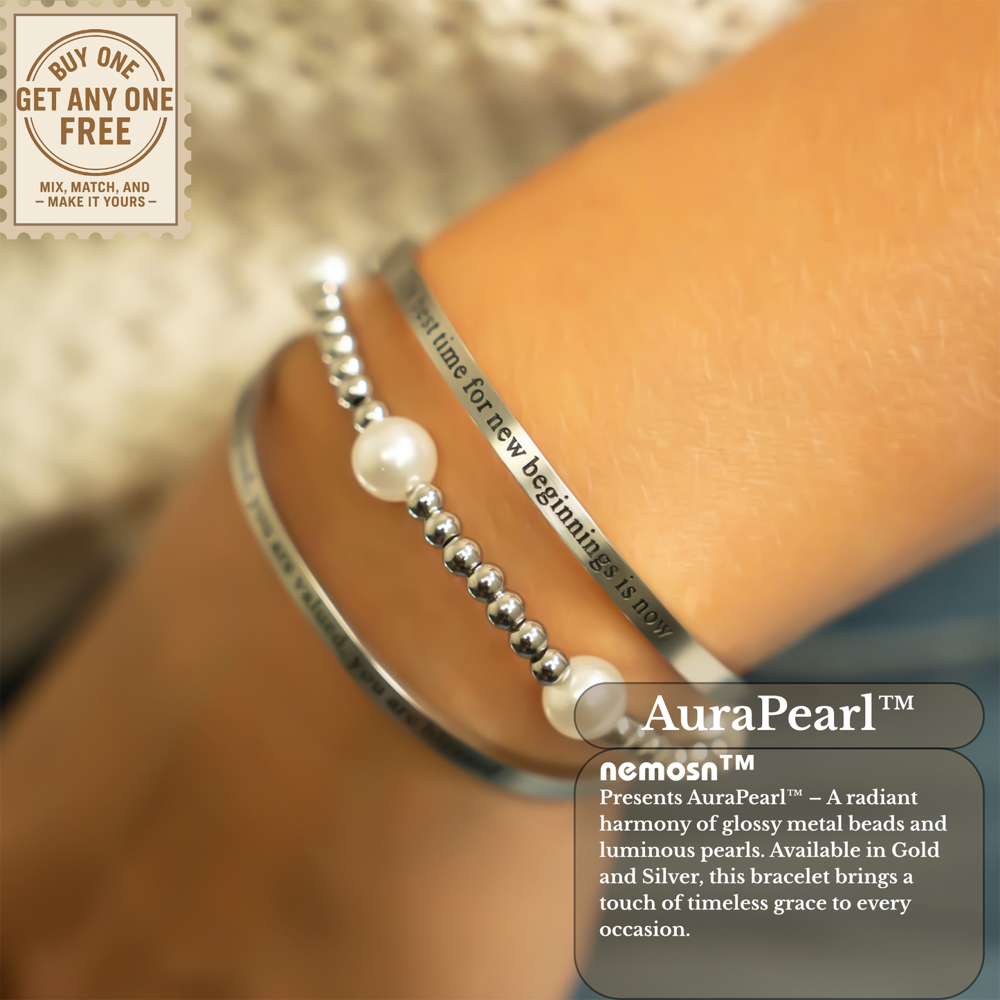 AuraPearl™ Classic Pearl & Metal Bead Bracelet – Minimalist Everyday Luxury (Gold & Silver Options)