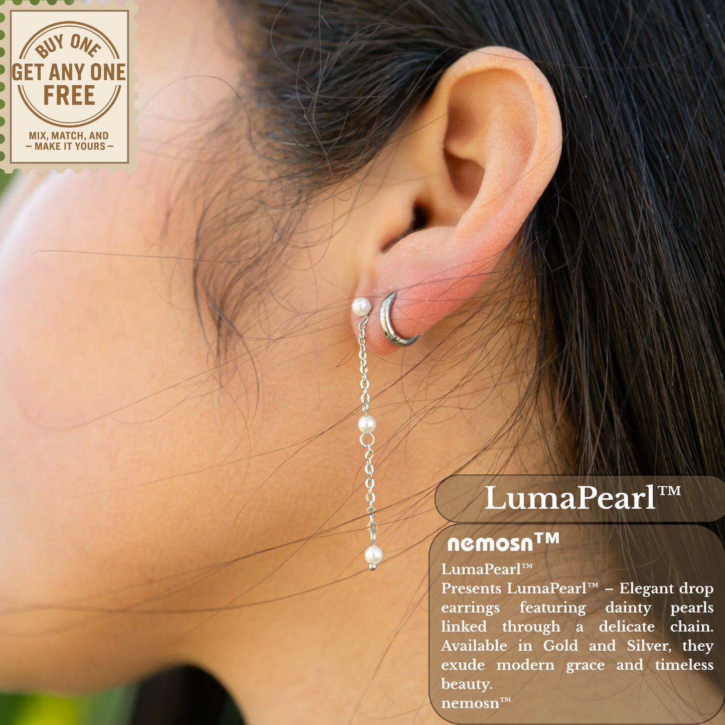 LumaPearl™ Elegant Drop Chain Earrings – 18K Gold & Silver Plated Dangle with Mini Pearls | Nemosn Jewelry