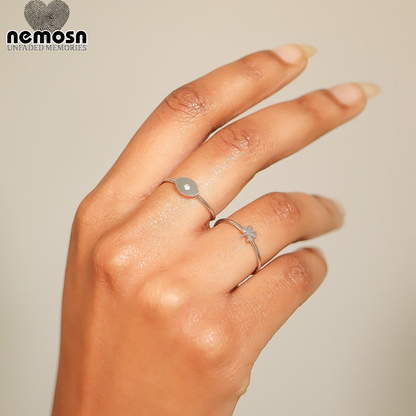 EyeLume™ — Minimal Evil Eye Ring with Central Crystal in Gold & Silver